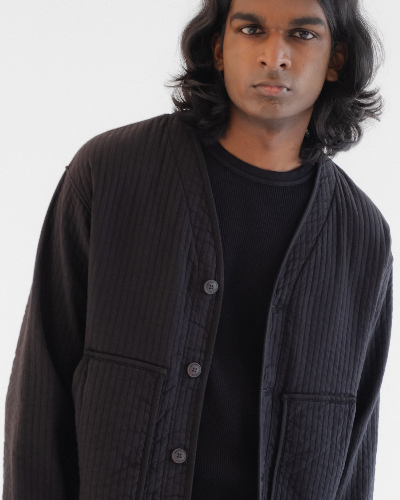 Baseball Cardigan Armor Cotton Black