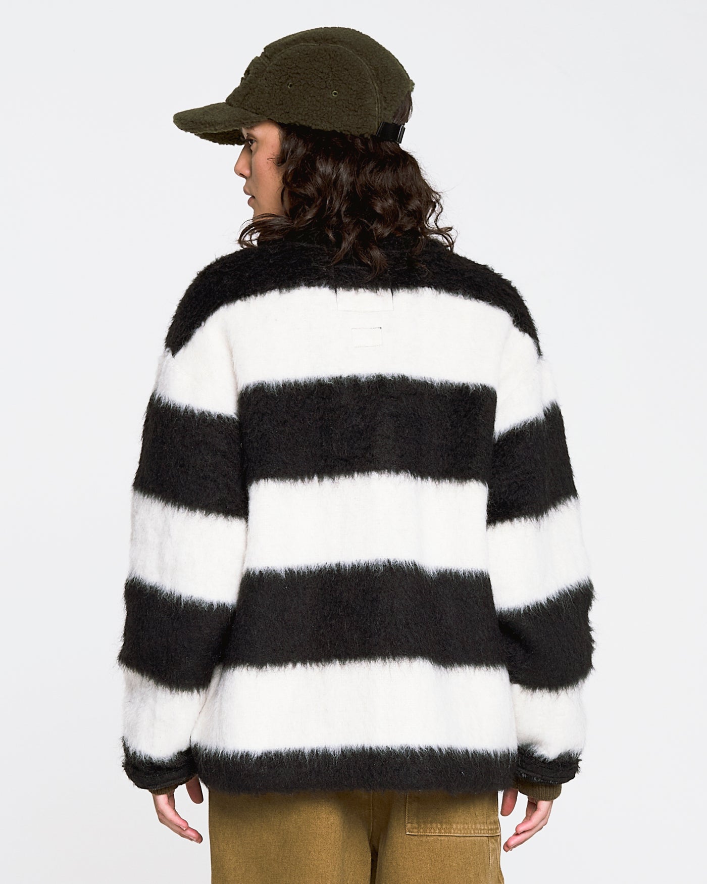 Basic Cardigan Mohair Stripes Black / White