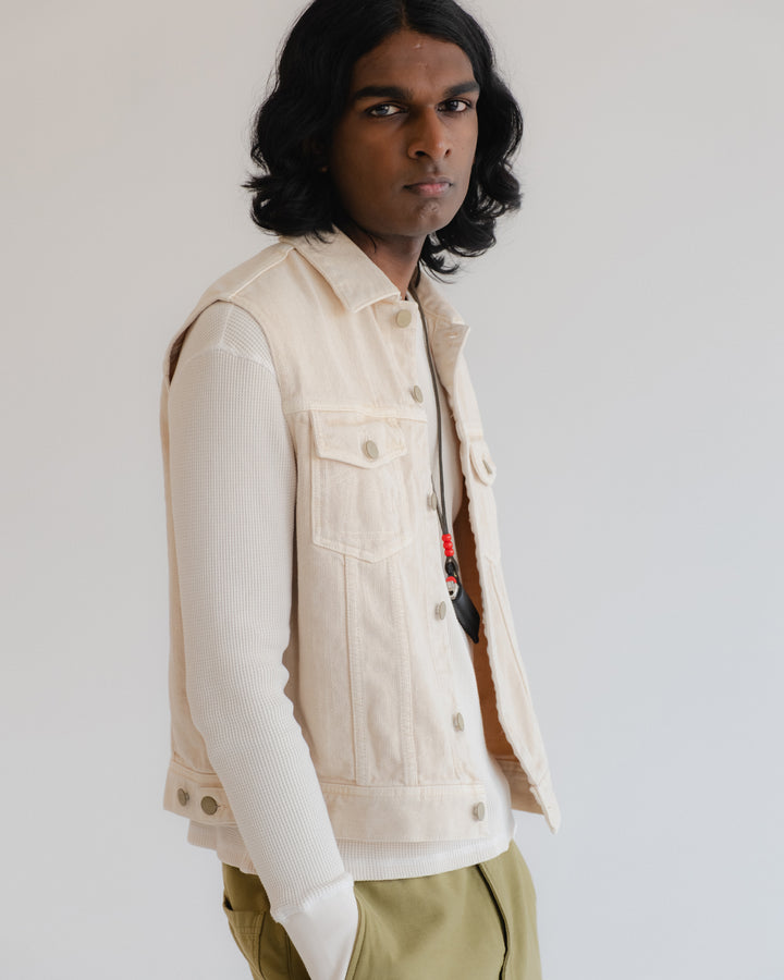 Biker Vest Obi Cotton Cement
