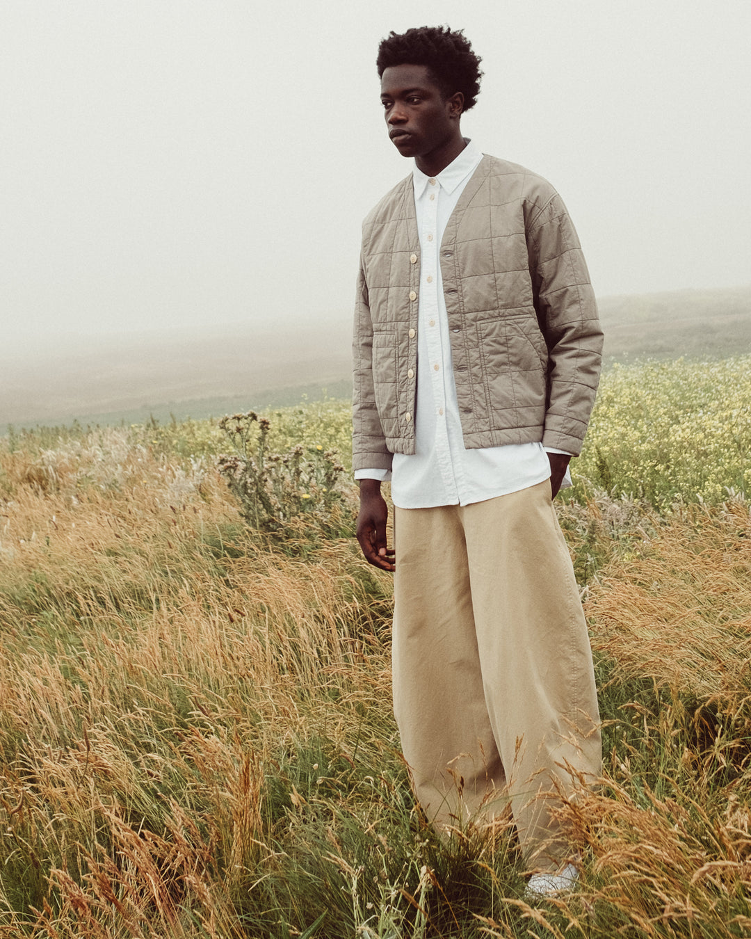 Baseball Cardigan Cotton Quilt Cobblestone