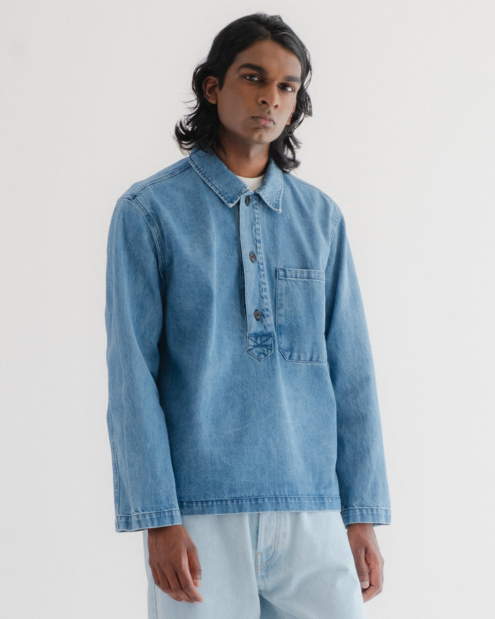 フィッシャーマンシャツ デリーデニム ブリーチウォッシュ