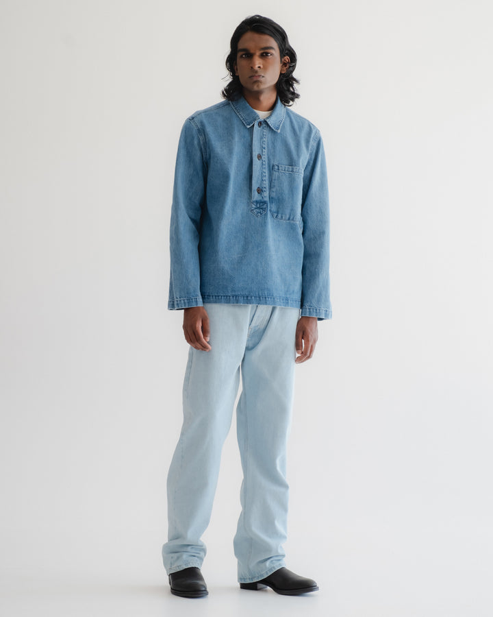 フィッシャーマンシャツ デリーデニム ブリーチウォッシュ