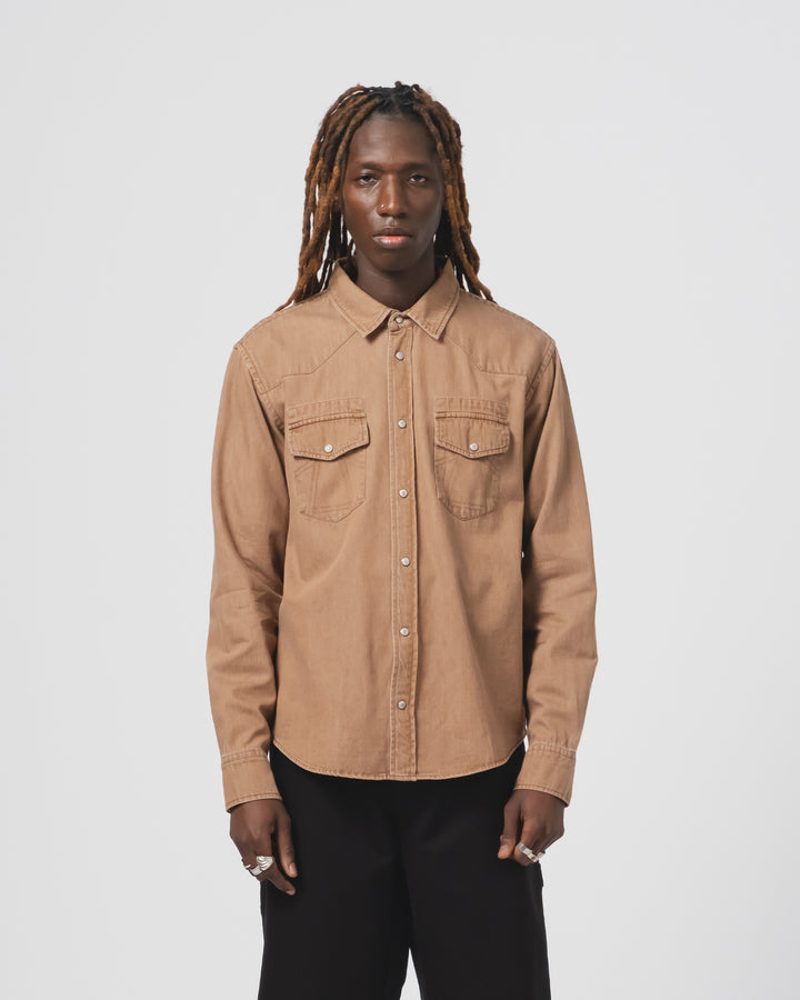 Western Shirt Twill Denim Brown