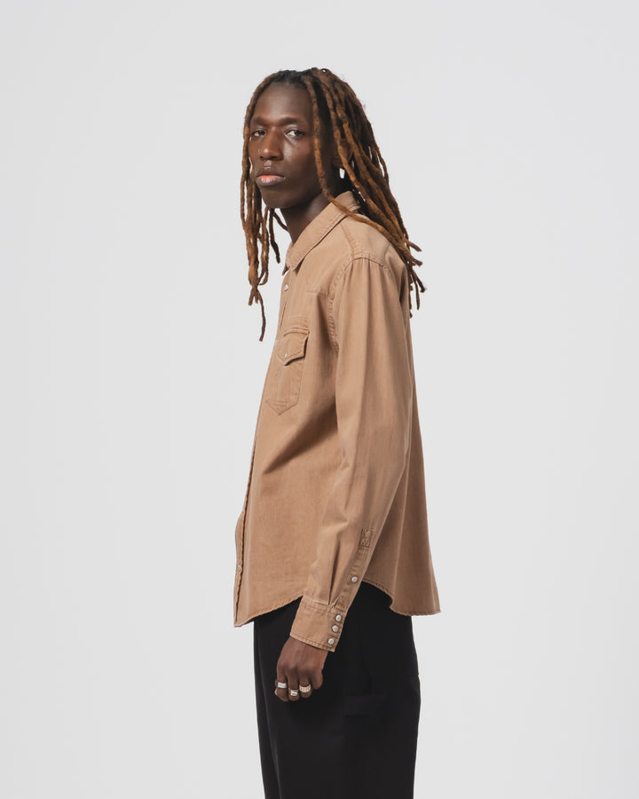 Western Shirt Twill Denim Brown