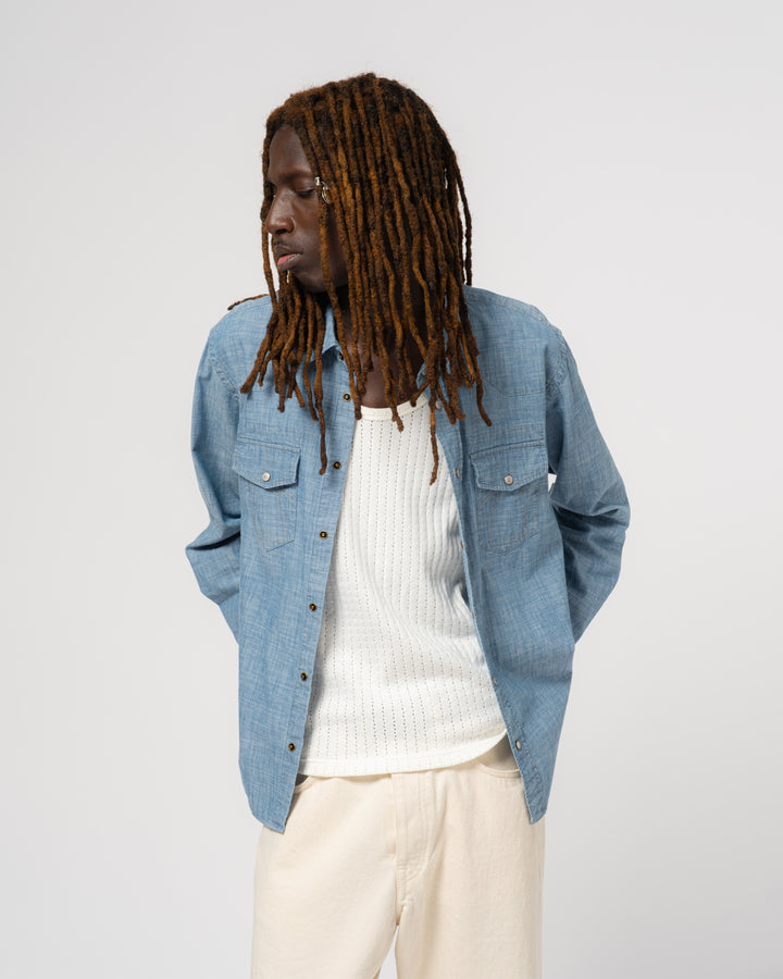 Western Shirt Chambrey Denim Blue