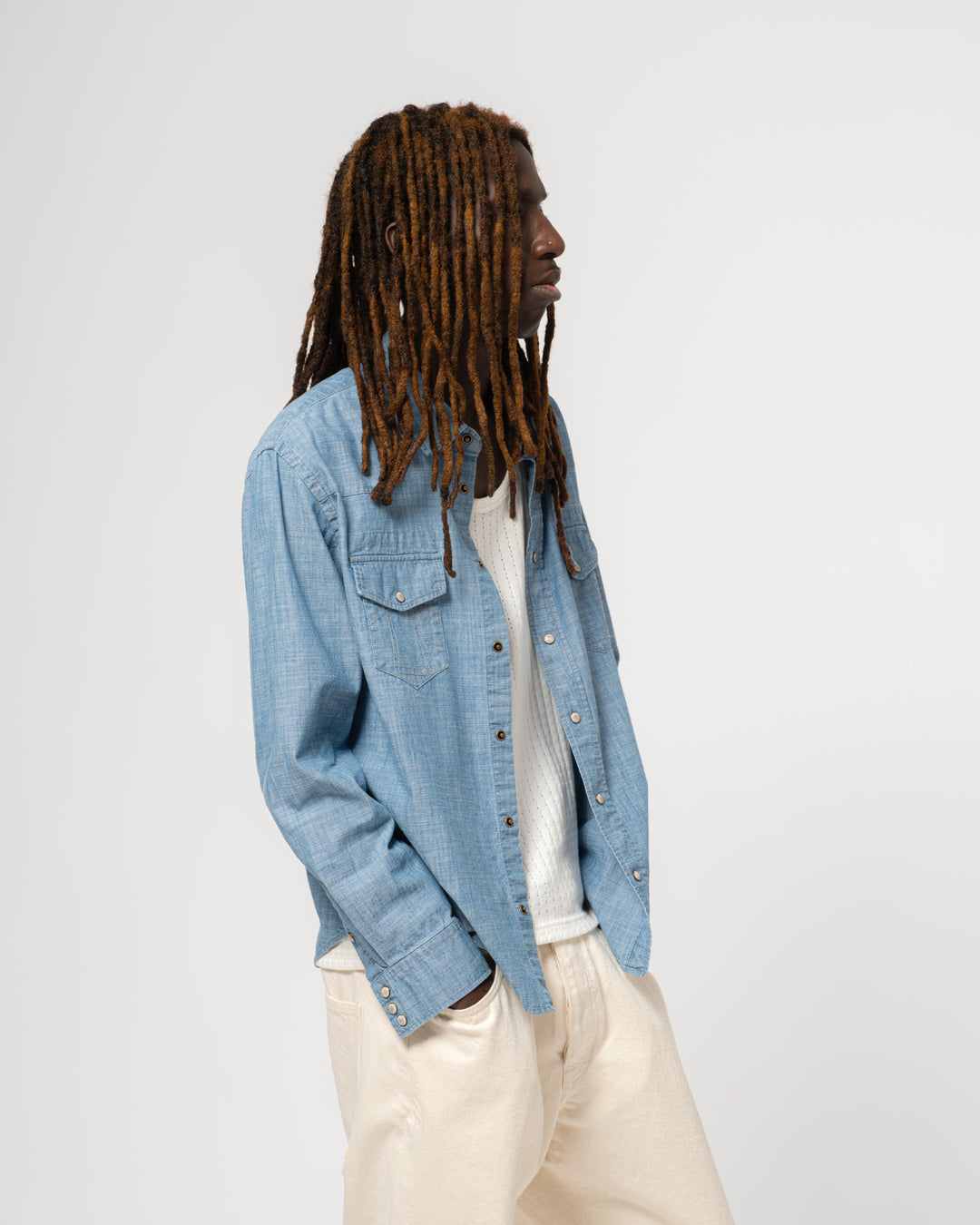 Western Shirt Chambrey Denim Blue