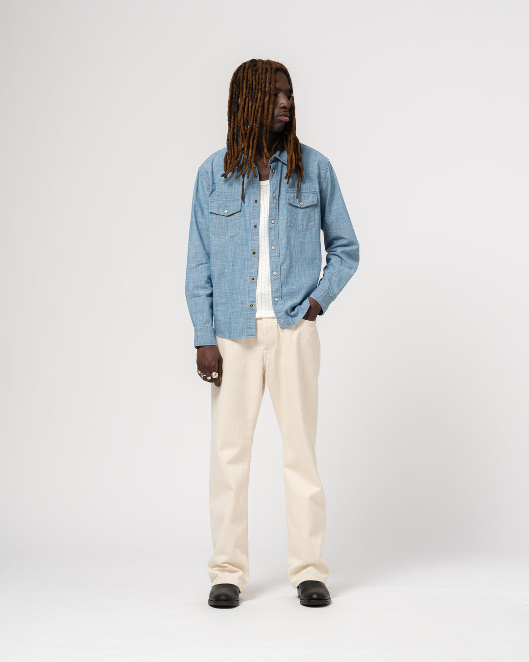 Western Shirt Chambrey Denim Blue