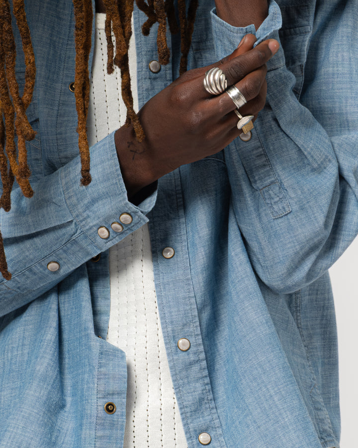 Western Shirt Chambrey Denim Blue