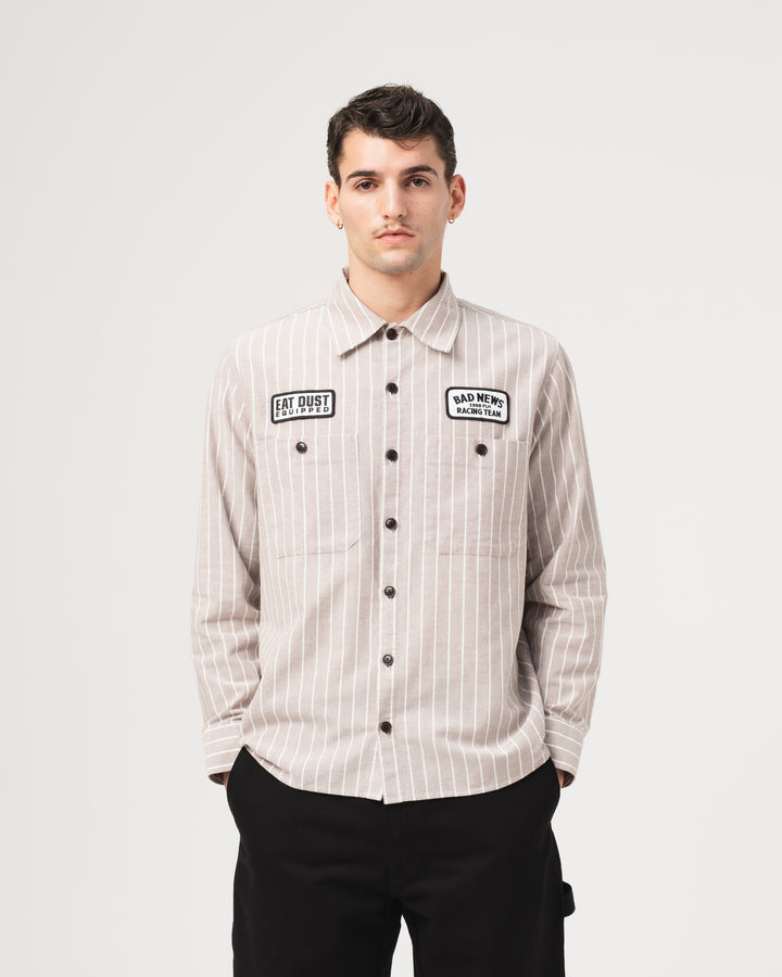 Pit Crew Shirt Scandic Oxford Brown/Off White