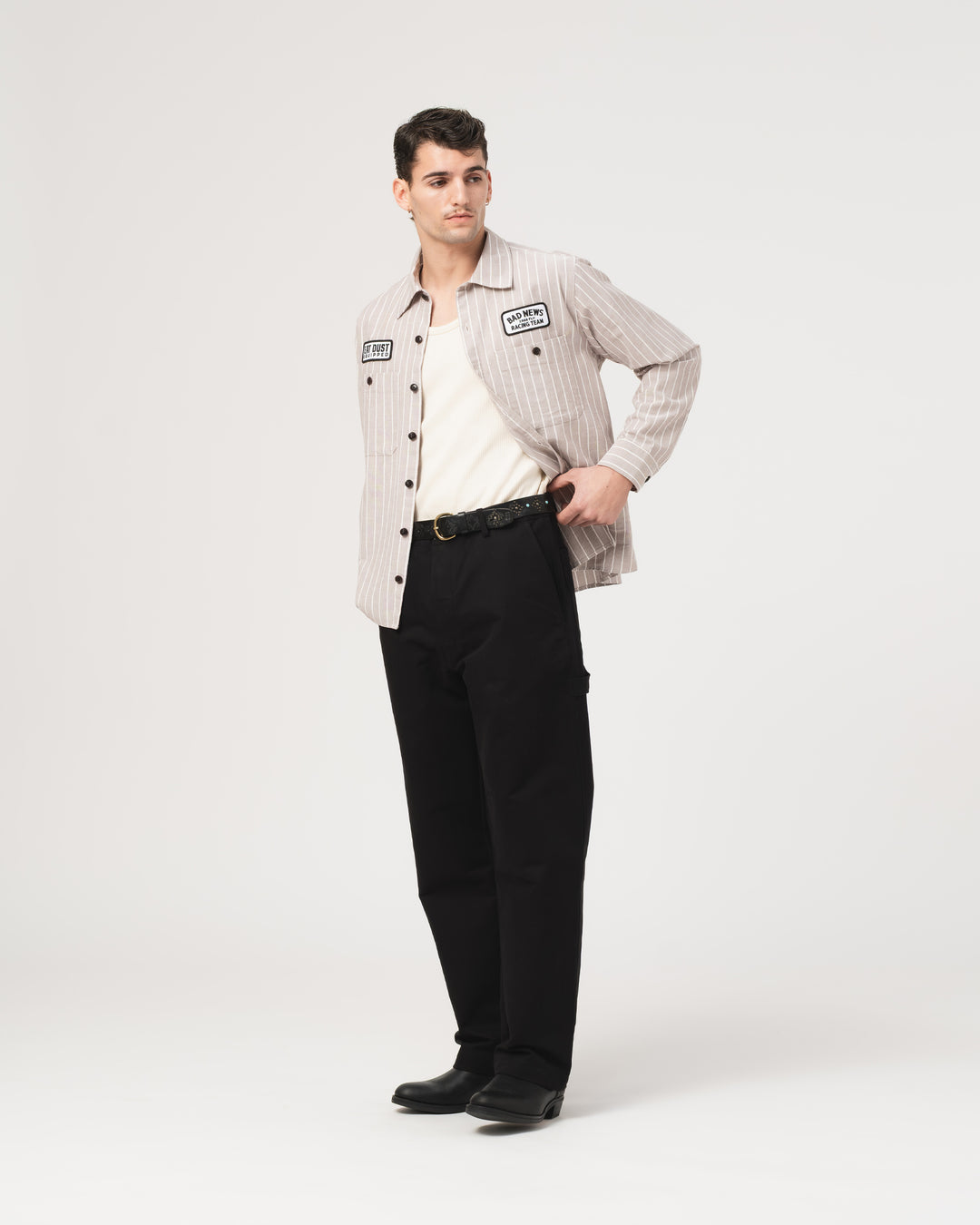 Pit Crew Shirt Scandic Oxford Brown/Off White