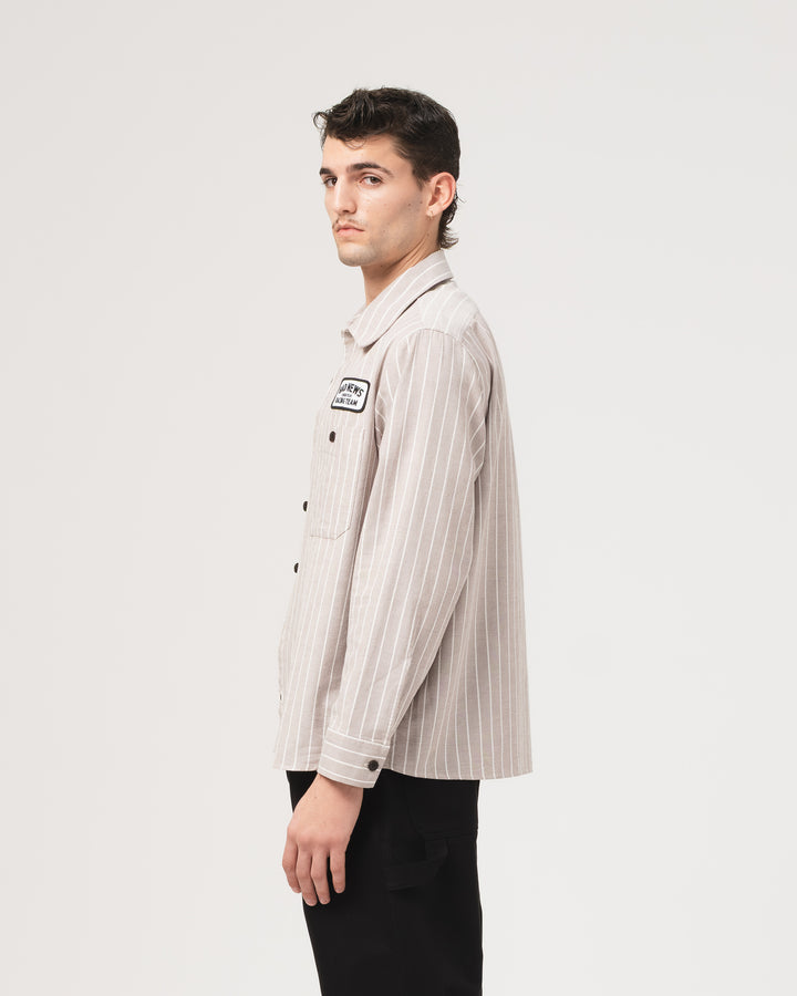 Pit Crew Shirt Scandic Oxford Brown/Off White