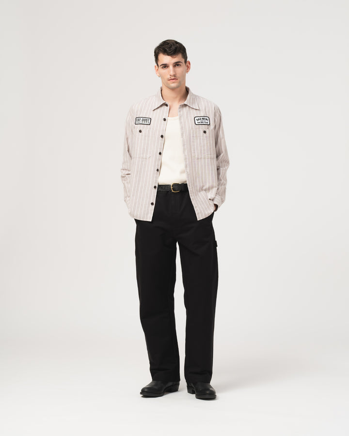 Pit Crew Shirt Scandic Oxford Brown/Off White