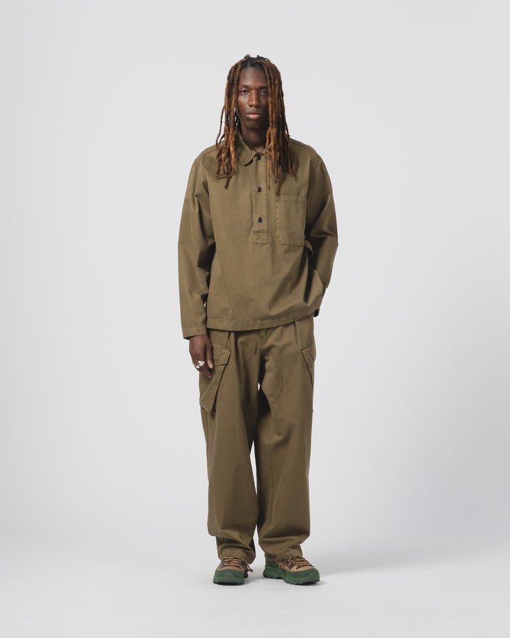 Fisherman Shirt Gabardine Satin Fossil Green