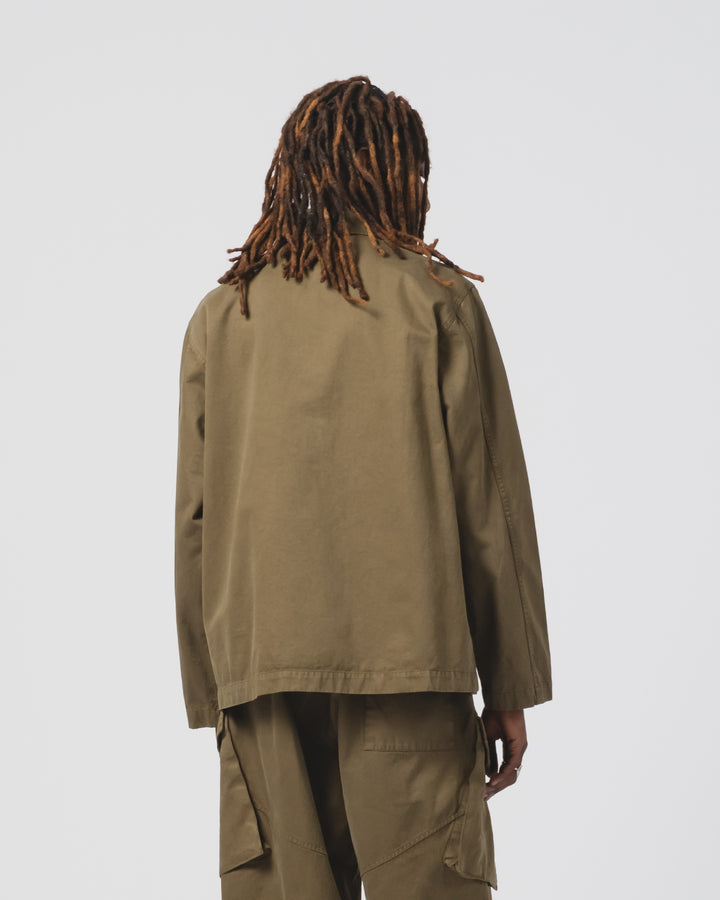 Fisherman Shirt Gabardine Satin Fossil Green