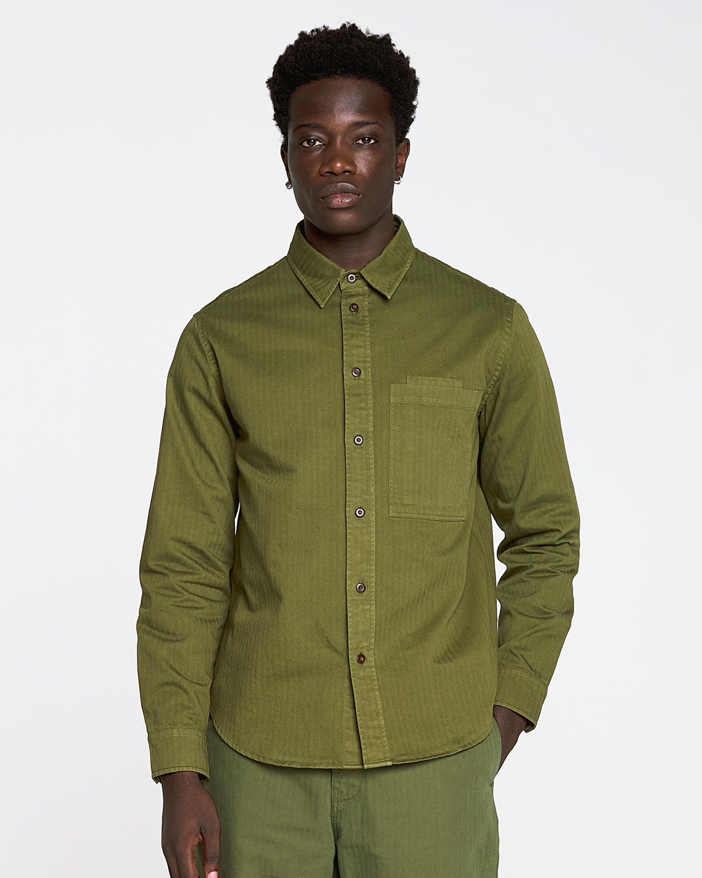 Combat Shirt Herringbone Cotton Lizard