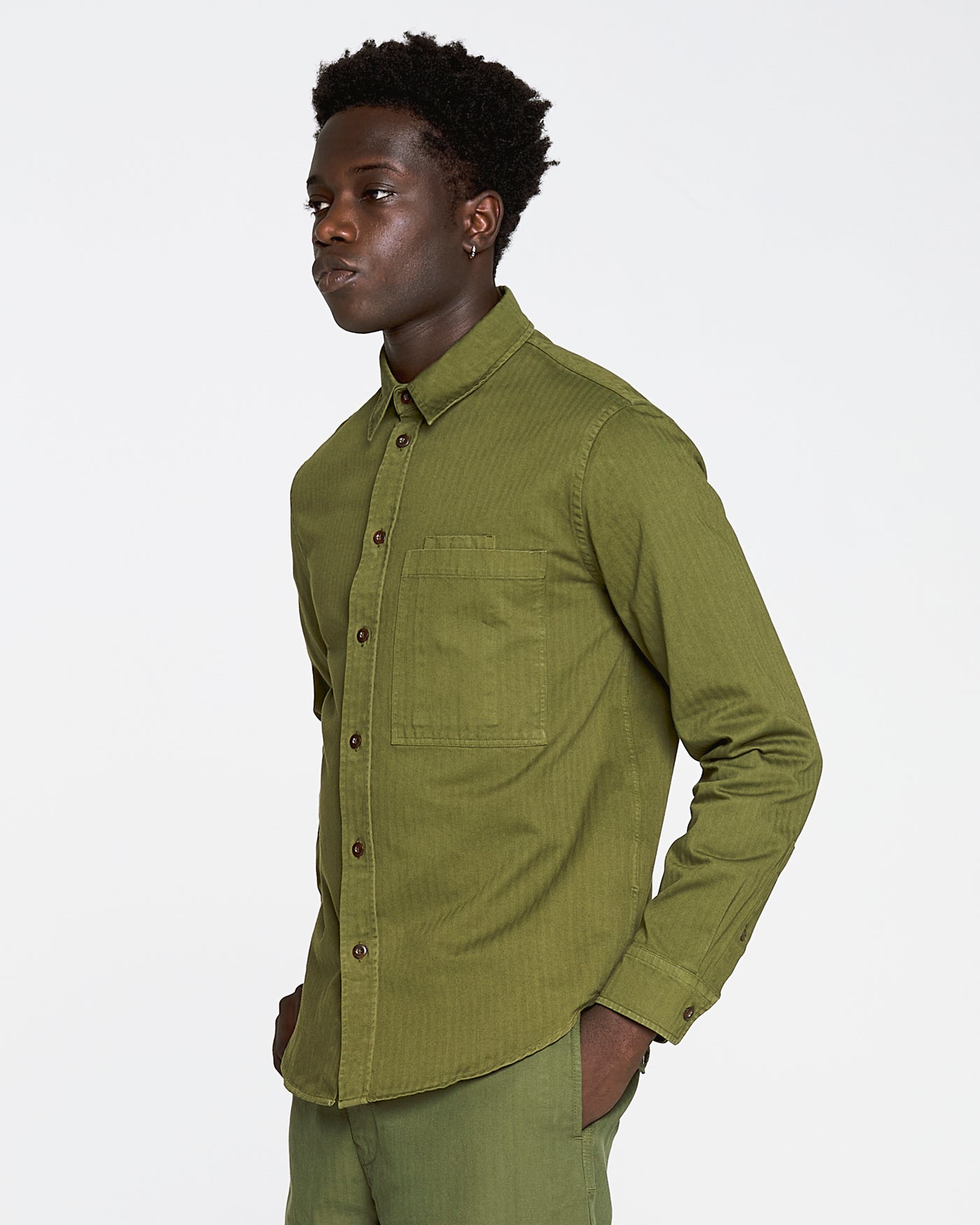 Combat Shirt Herringbone Cotton Lizard