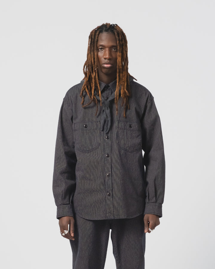 Mechanic Shirt Boro Stripes Navy/Ecru