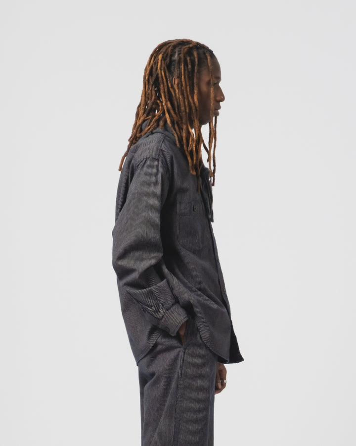 Mechanic Shirt Boro Stripes Navy/Ecru