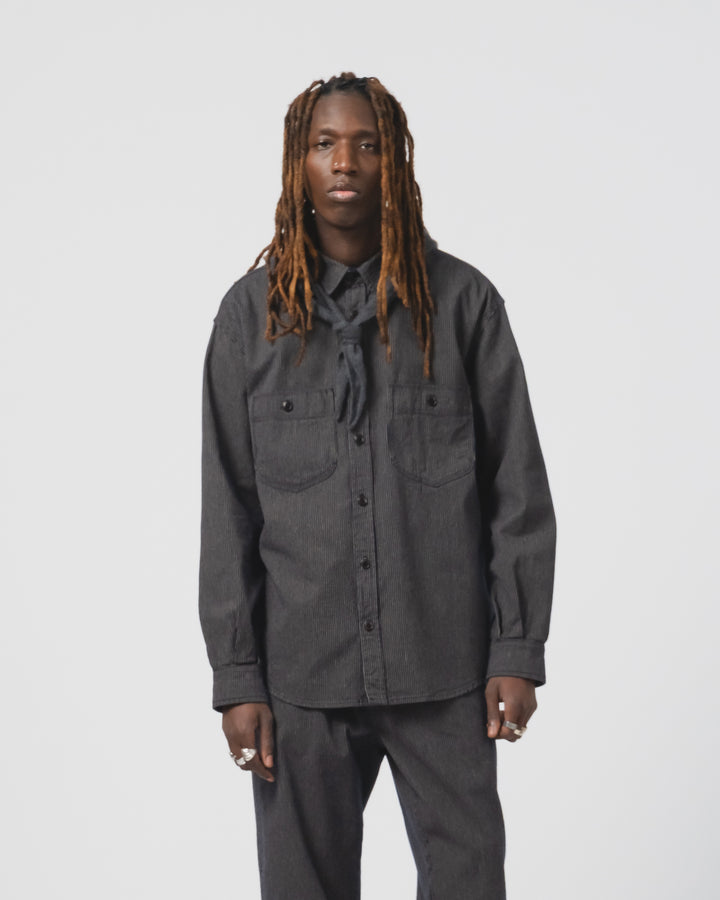 Mechanic Shirt Boro Stripes Navy/Ecru