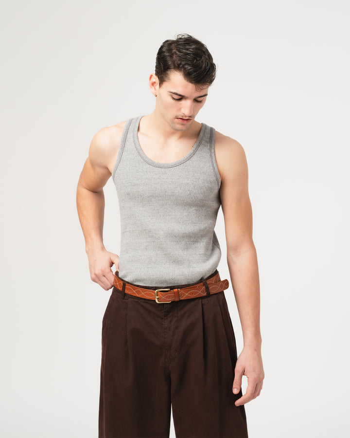 Tank Top Military Rib Grey Melange