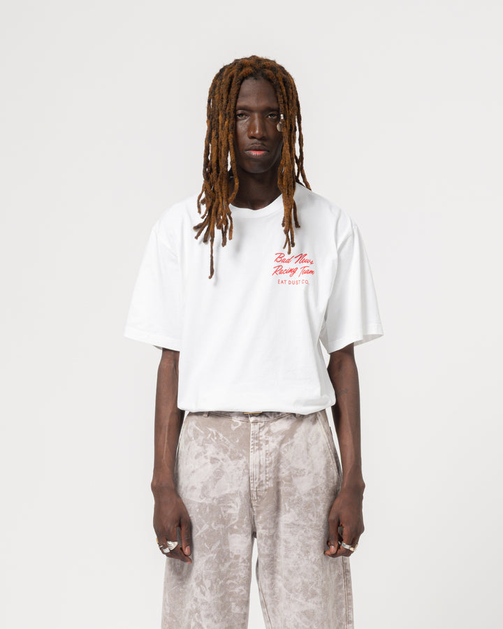 Bad News Racing Tee Open End White