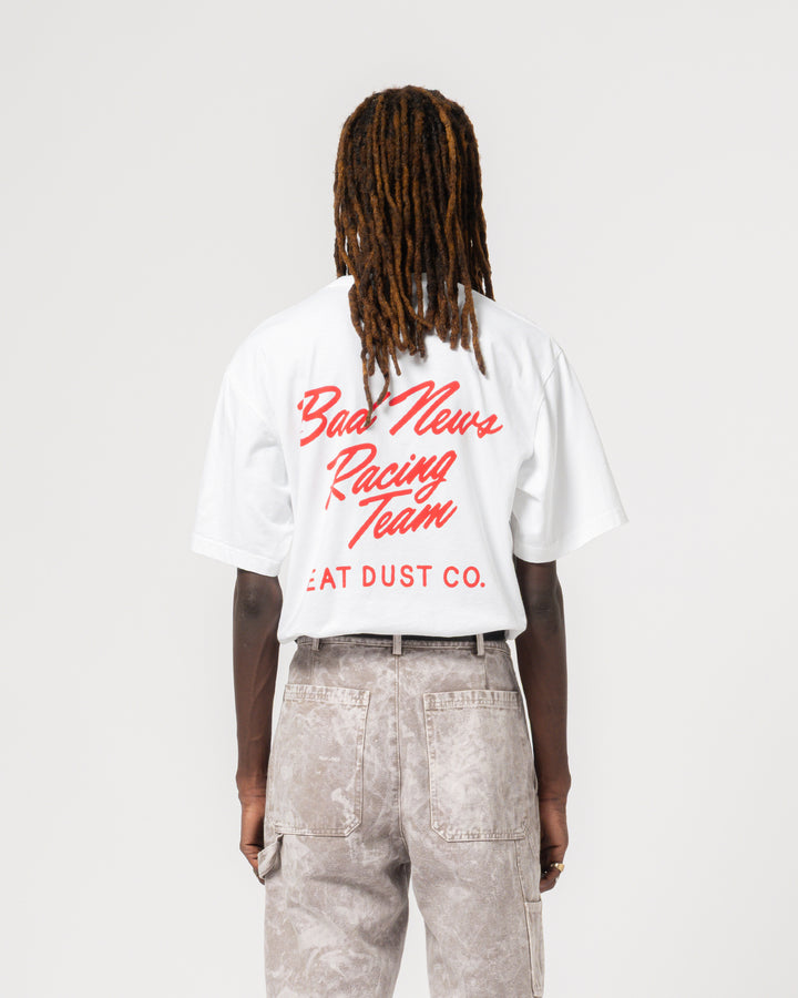Bad News Racing Tee Open End White