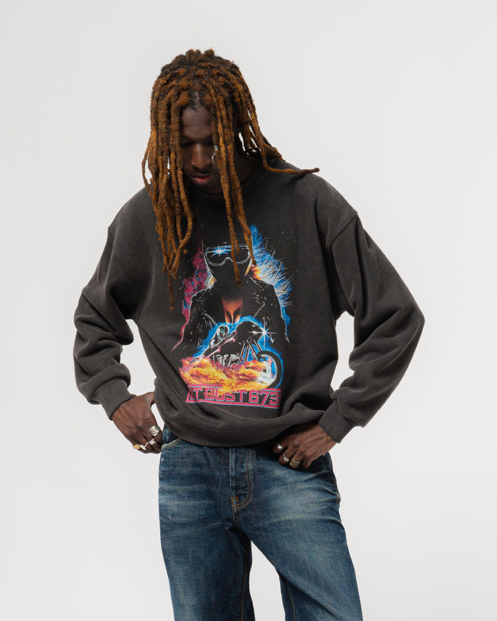 Detroit Sweater Moto Black Basic Fleece Vintage Black