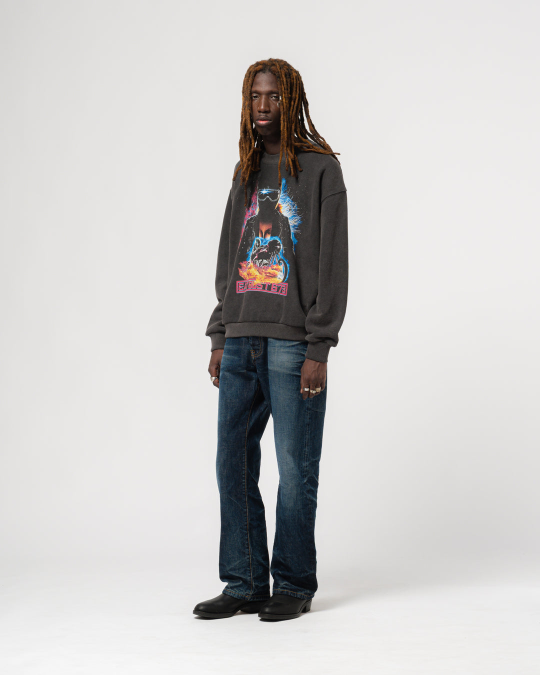 Detroit Sweater Moto Black Basic Fleece Vintage Black