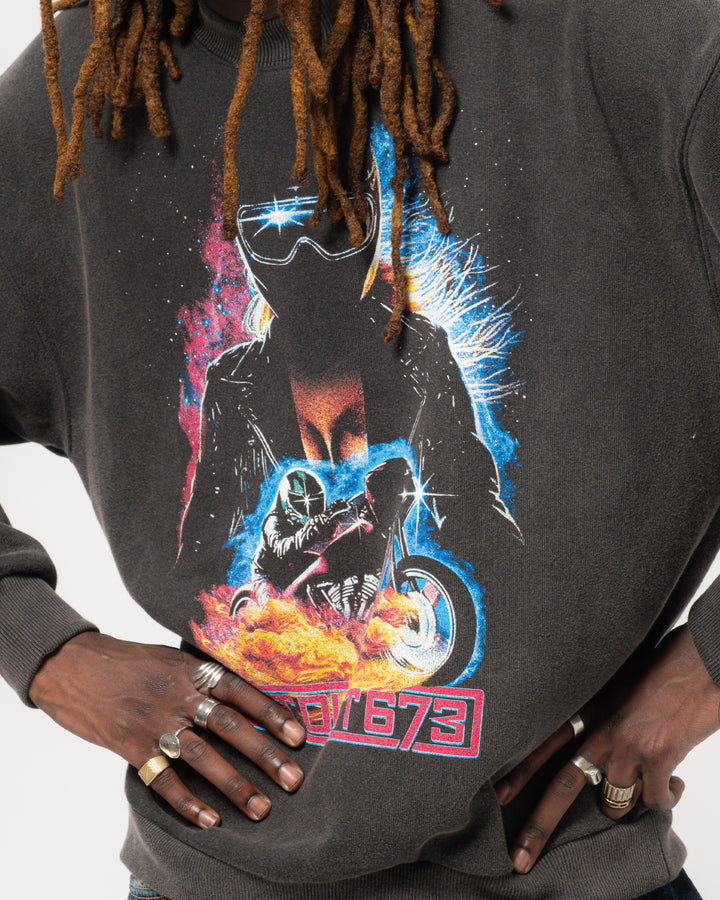 Detroit Sweater Moto Black Basic Fleece Vintage Black