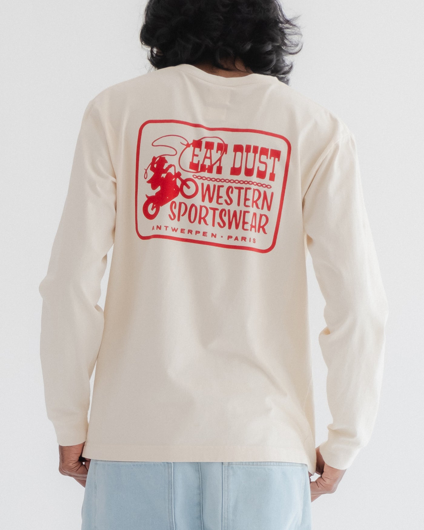 Western Sportswear Long Sleeve Tee Cotton Melange Off White