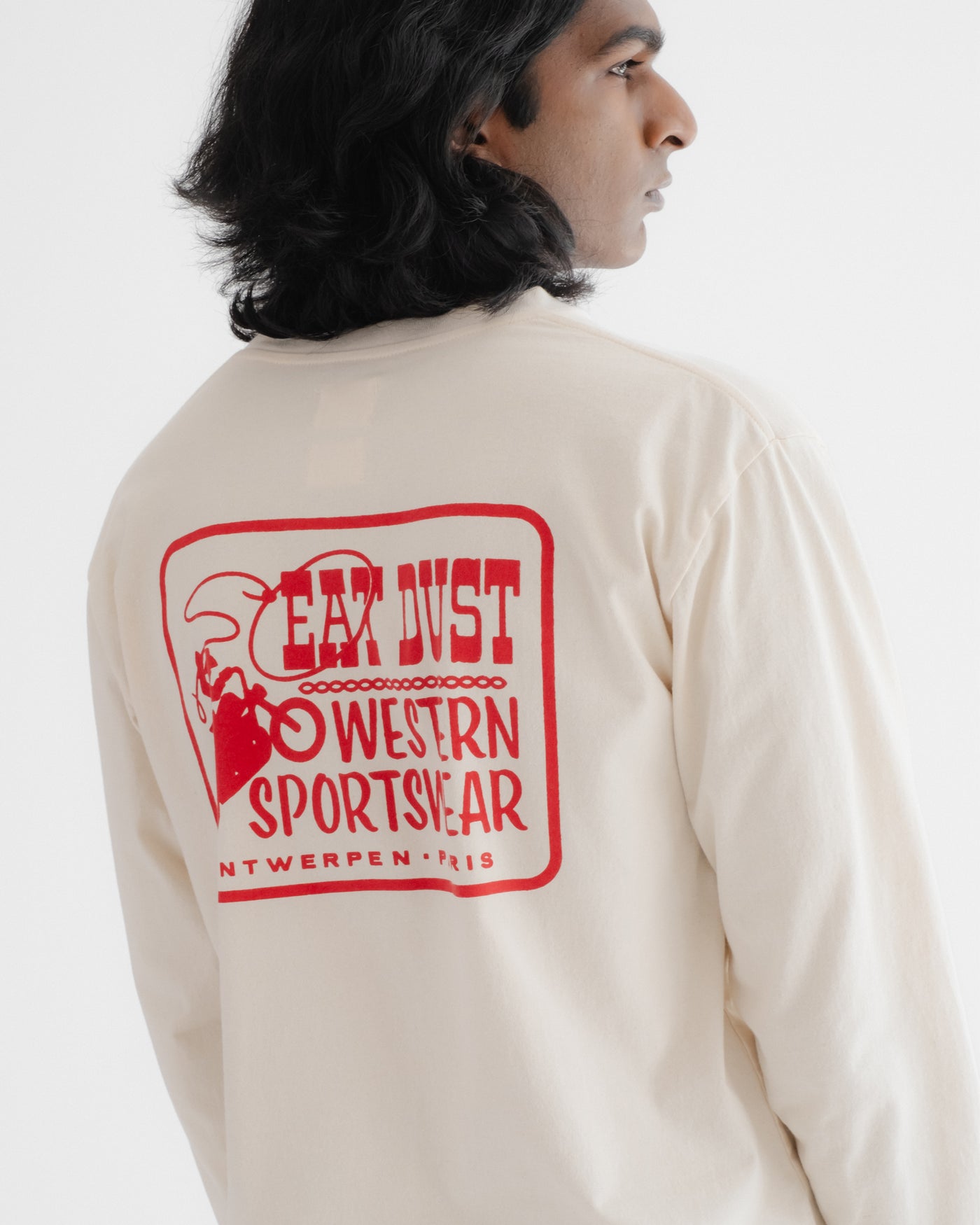 Western Sportswear Long Sleeve Tee Cotton Melange Off White