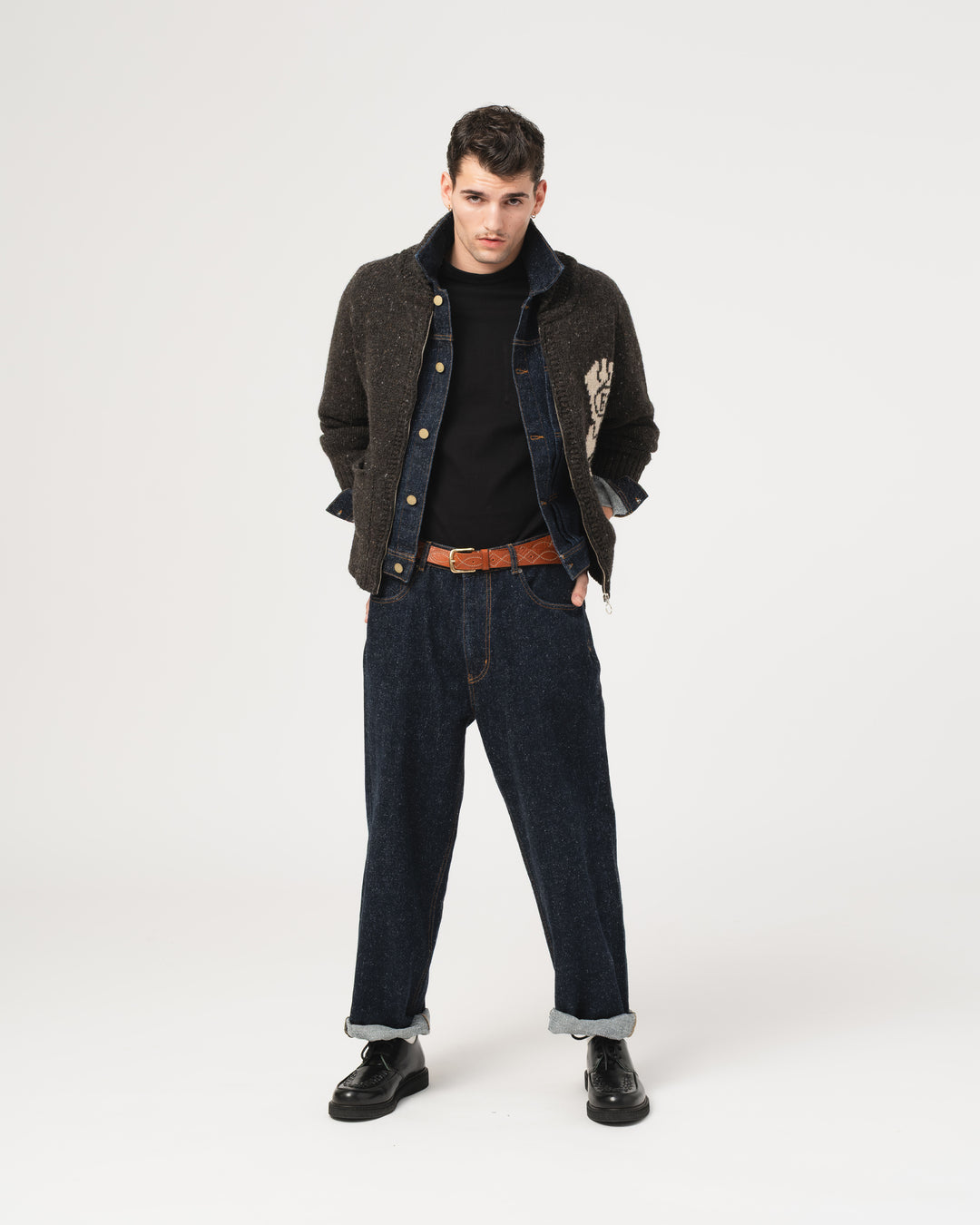Flying Boot Cardigan Minotaurus Asphalt/Oat