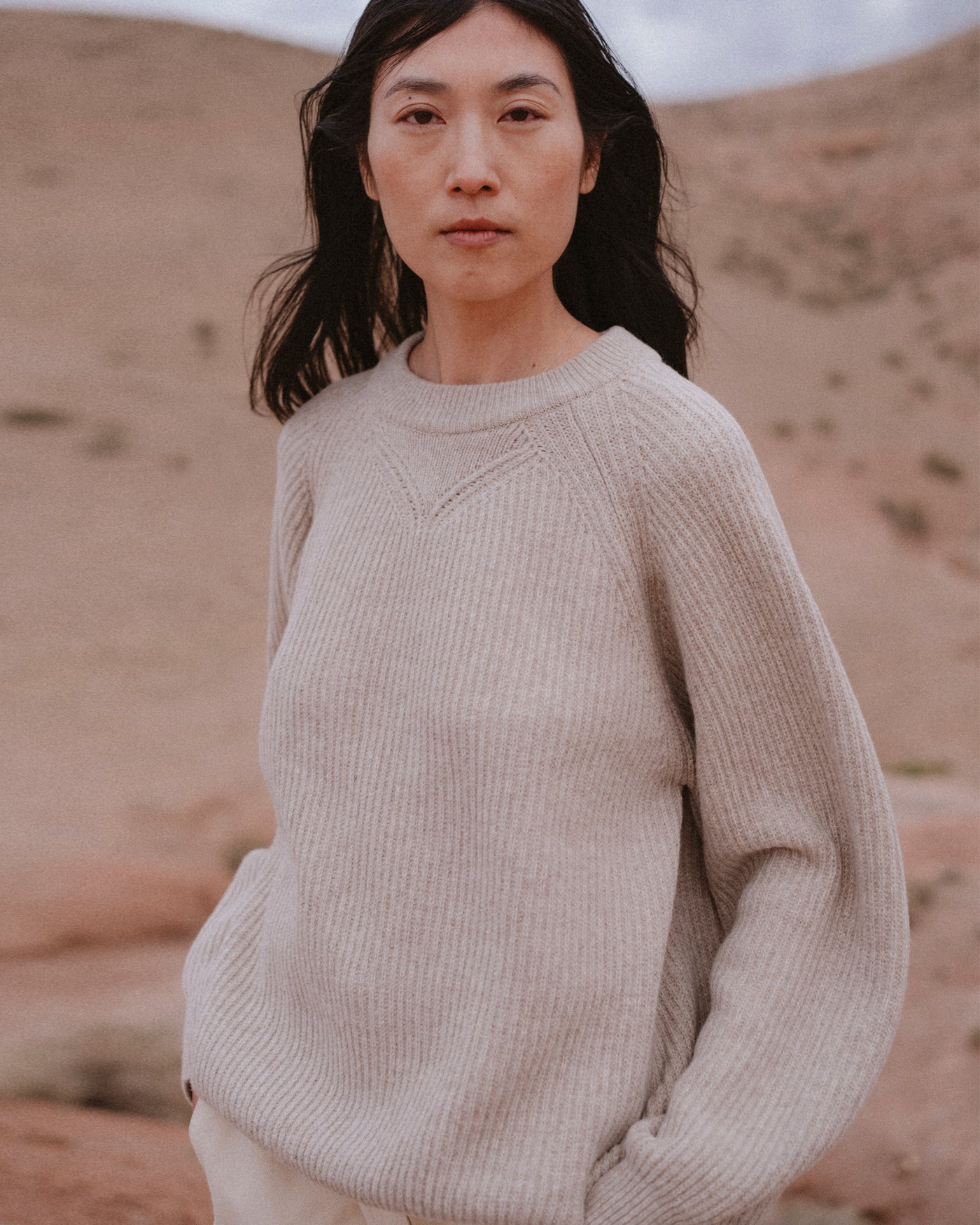 Crew Neck Sweater Yarn Delta Oatmeal