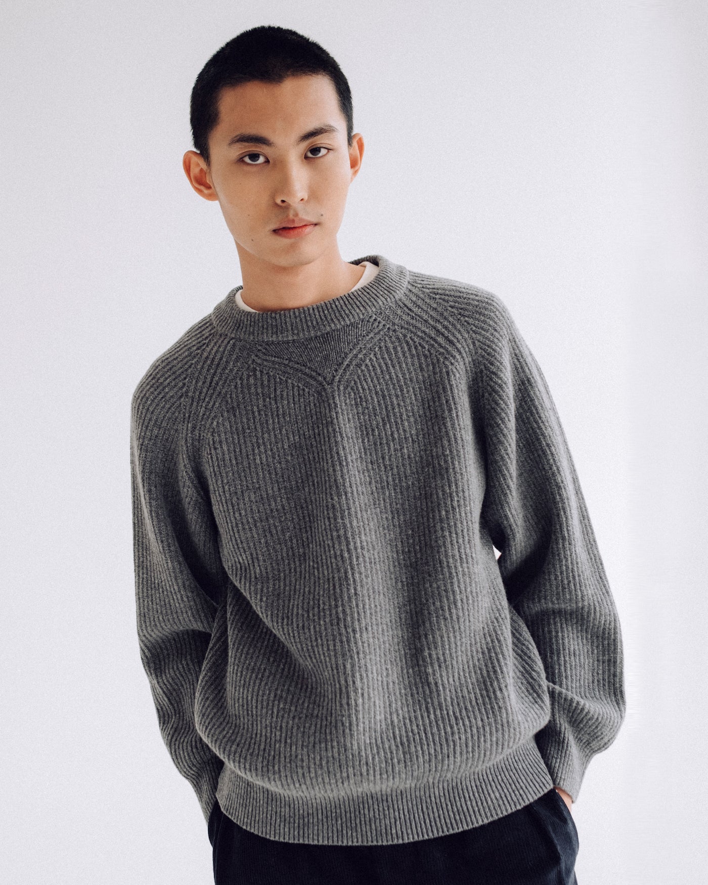 Crew Neck Sweater Yarn Delta Grey Melange