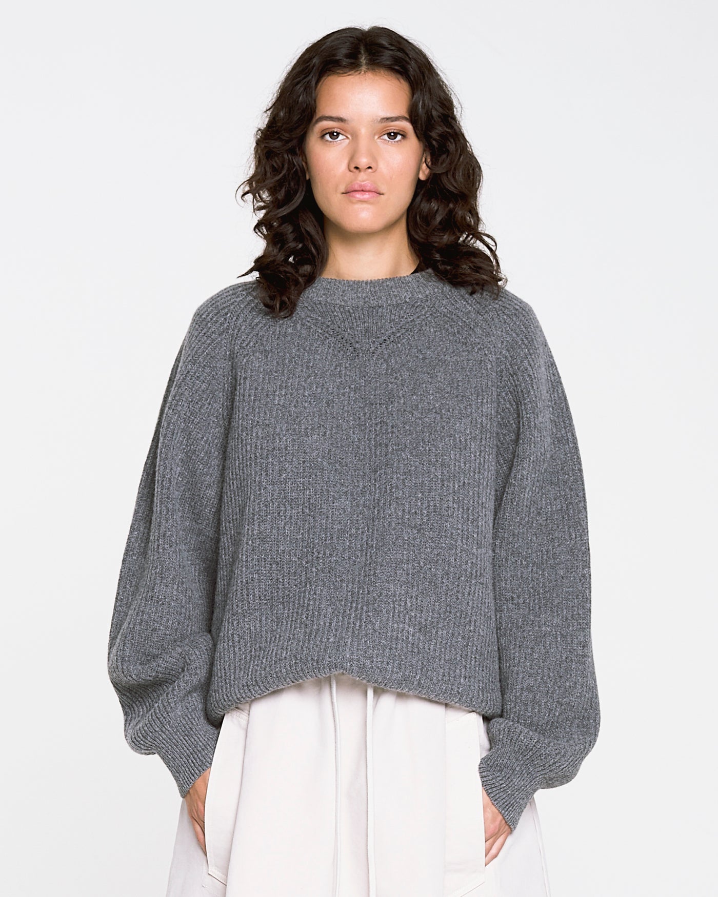 Crew Neck Sweater Yarn Delta Grey Melange