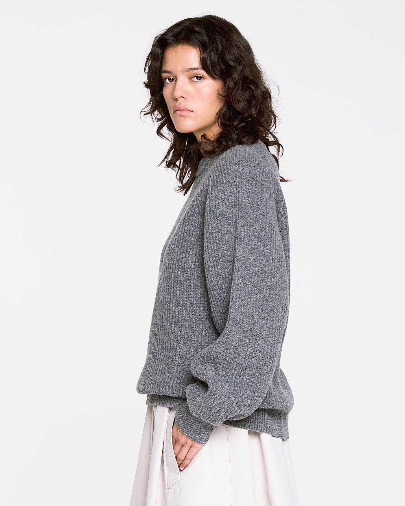 Crew Neck Sweater Yarn Delta Grey Melange