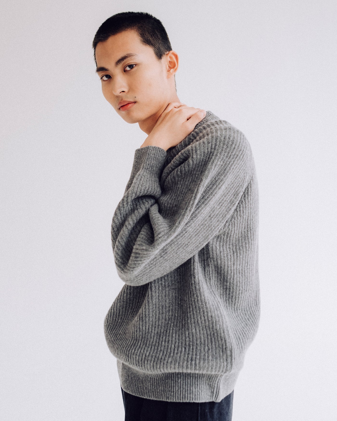 Crew Neck Sweater Yarn Delta Grey Melange