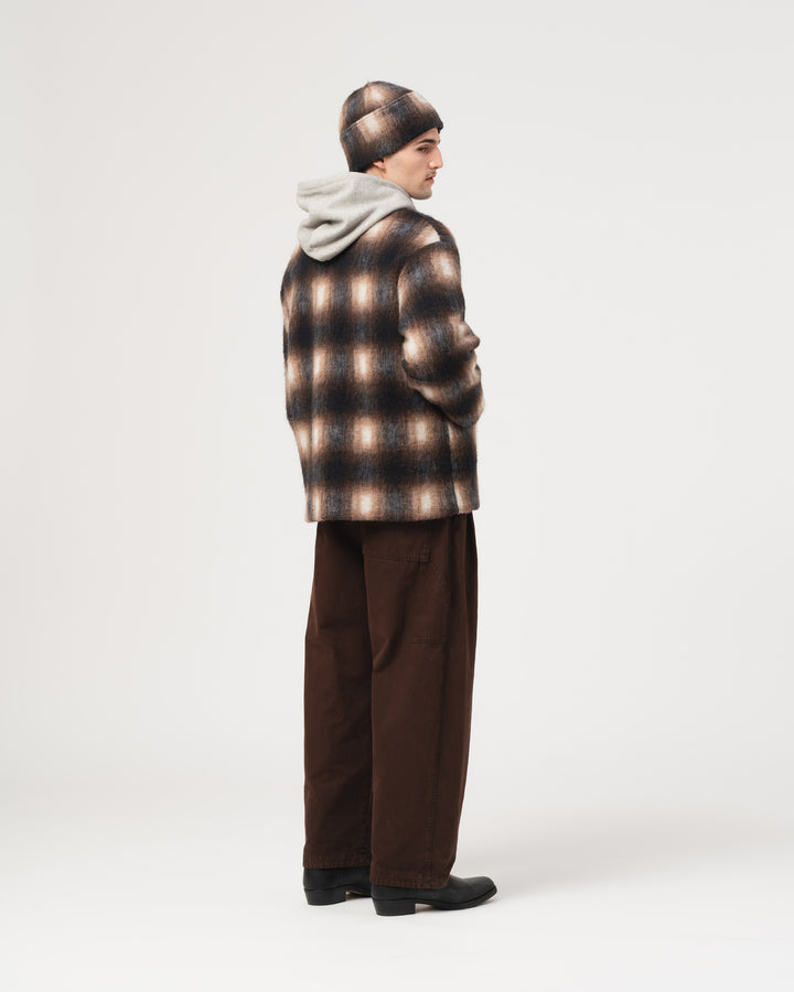Basic Cardigan Felted Check Sepia/Cream