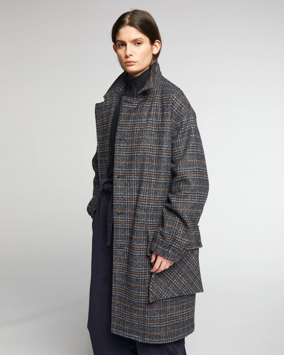 G.o.D Field Coat Glasgow Check Navy