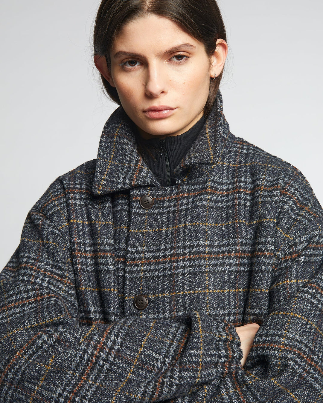 G.o.D Field Coat Glasgow Check Navy