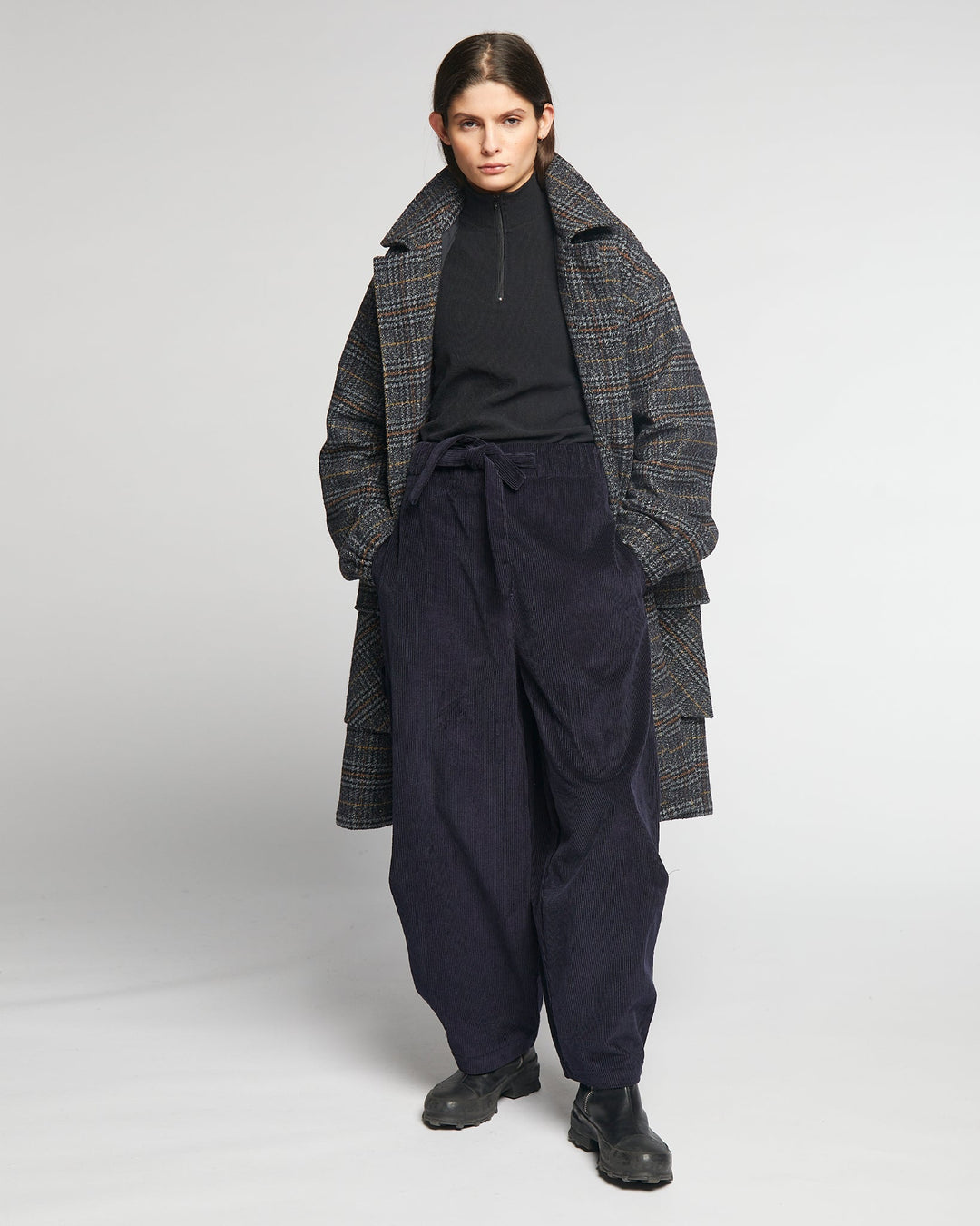 G.o.D Field Coat Glasgow Check Navy