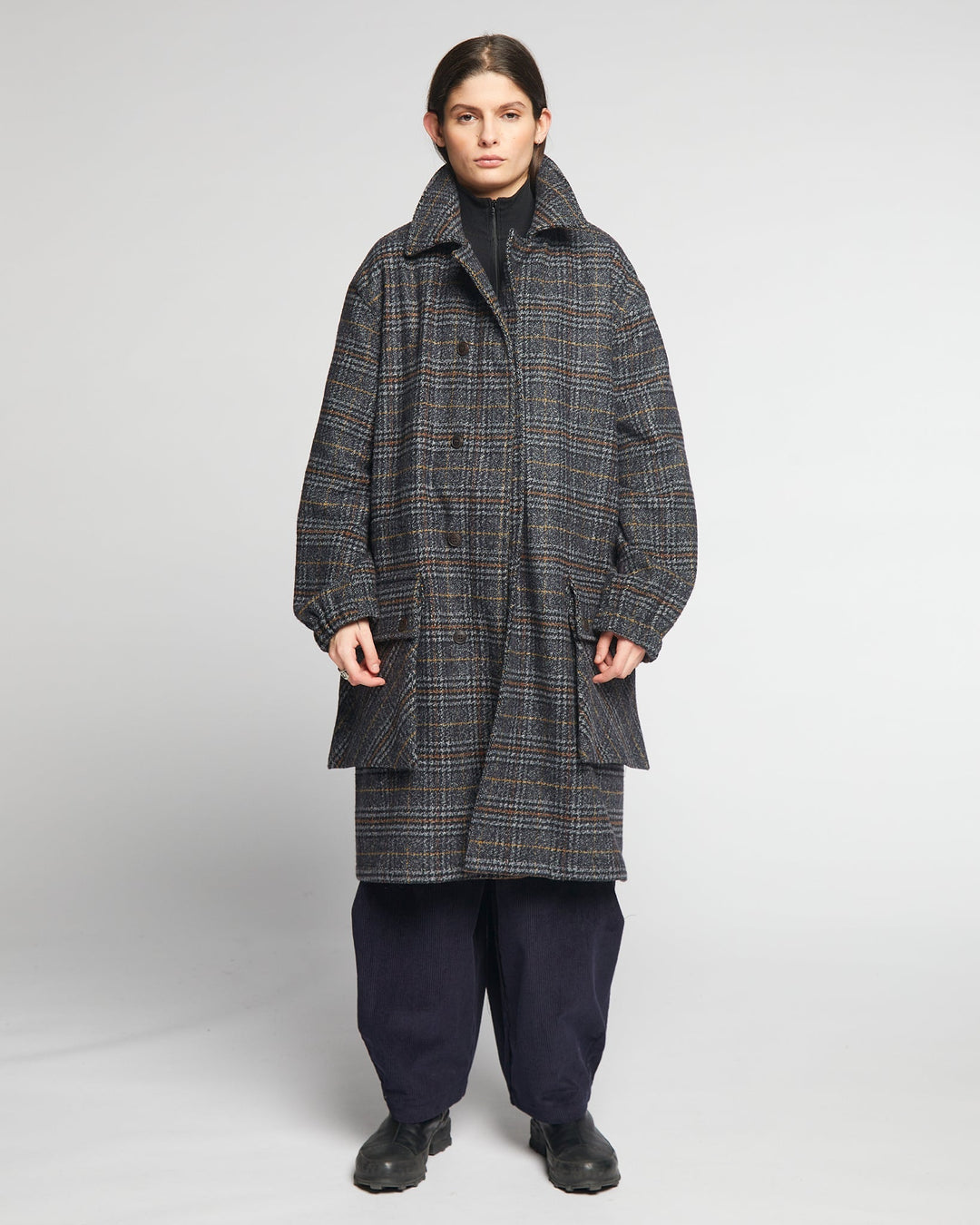 G.o.D Field Coat Glasgow Check Navy
