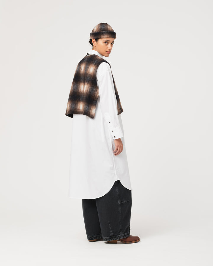 G.o.D Vee Vest Felted Check Sepia / Cream