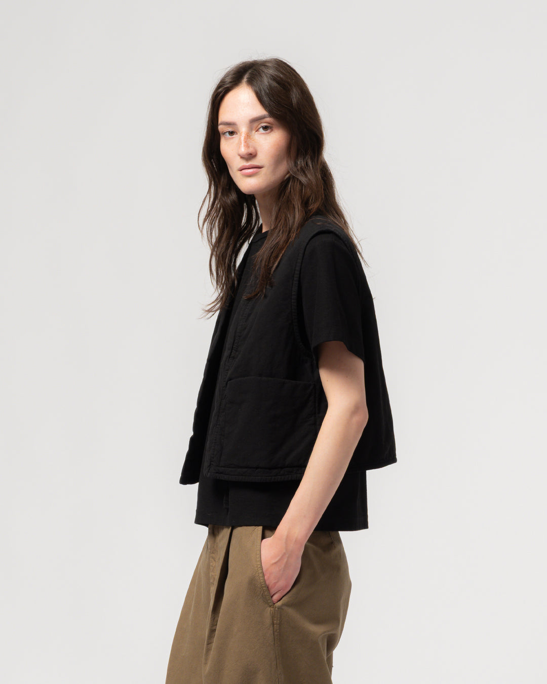 G.o.D Cork Vest Padded Cotton Faded Black