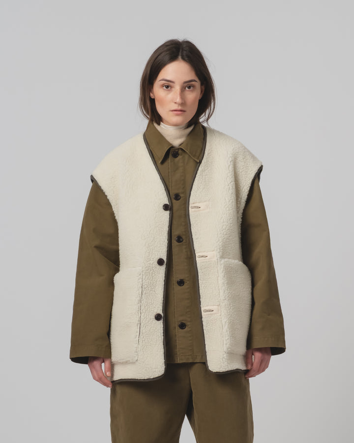 G.o.D Ridge Vest Piumino Nylon Fossil Green / Off White