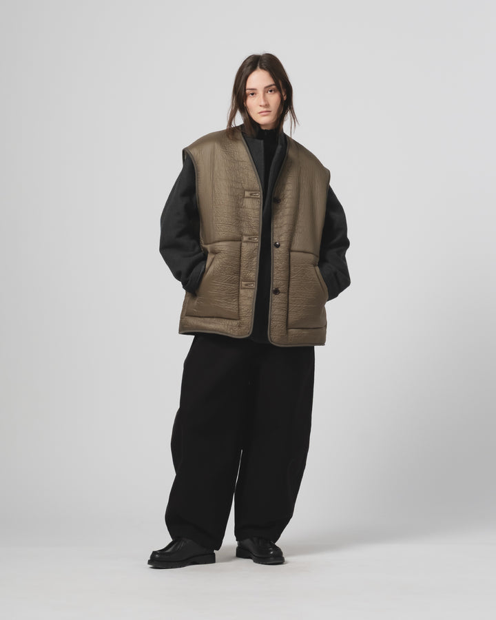 G.o.D Ridge Vest Piumino Nylon Fossil Green / Off White