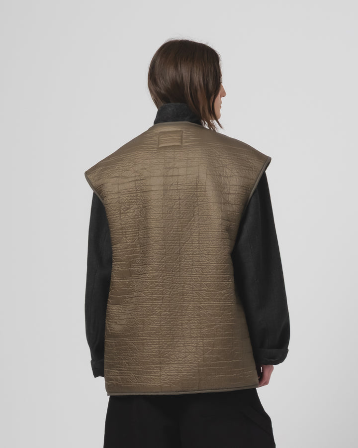 G.o.D Ridge Vest Piumino Nylon Fossil Green / Off White