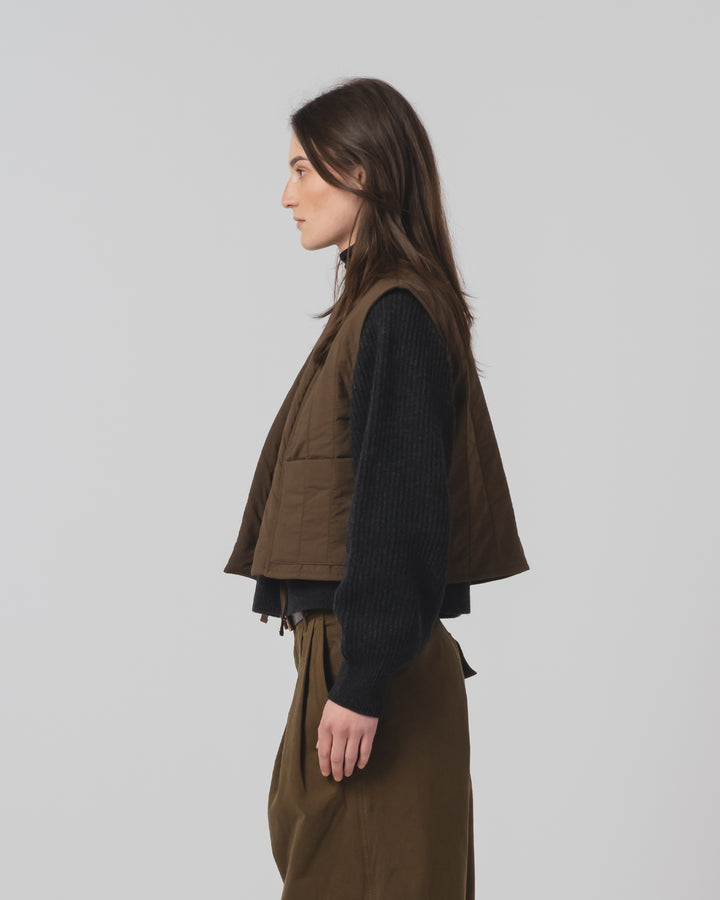 G.o.D Cork Vest Quilted Cotton Java Brown