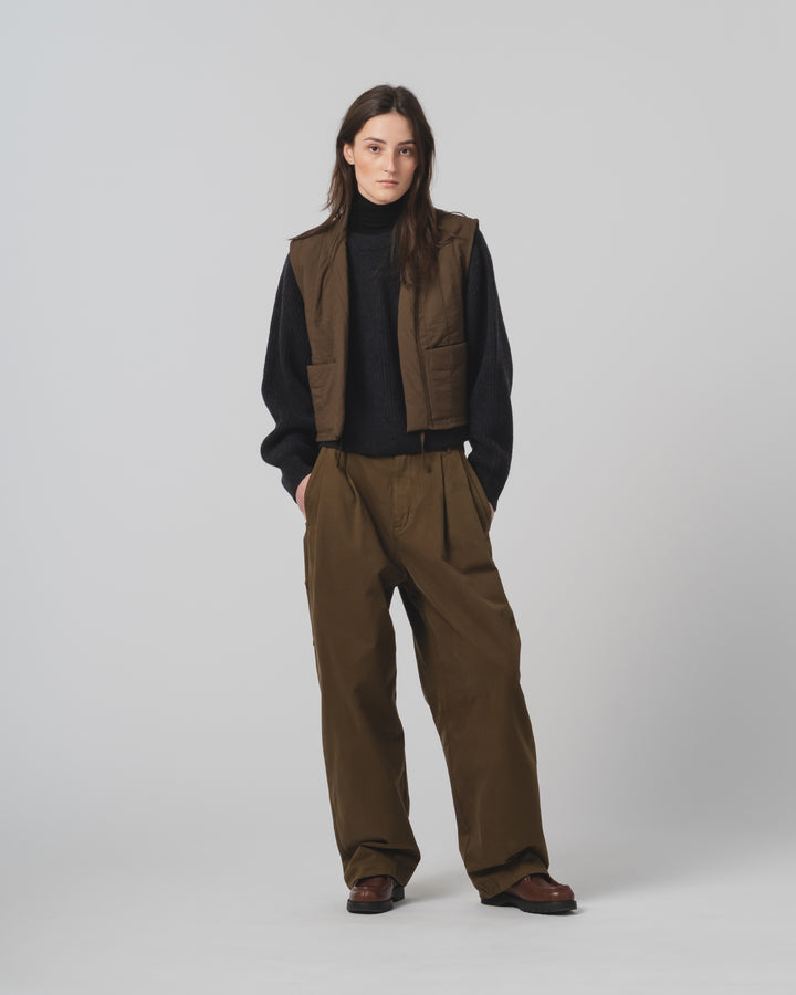 G.o.D Cork Vest Quilted Cotton Java Brown