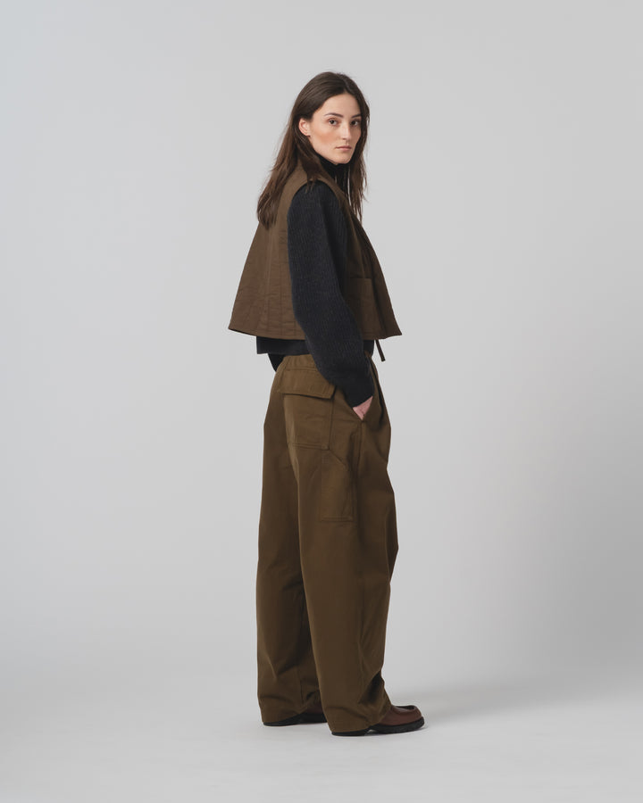 G.o.D Cork Vest Quilted Cotton Java Brown